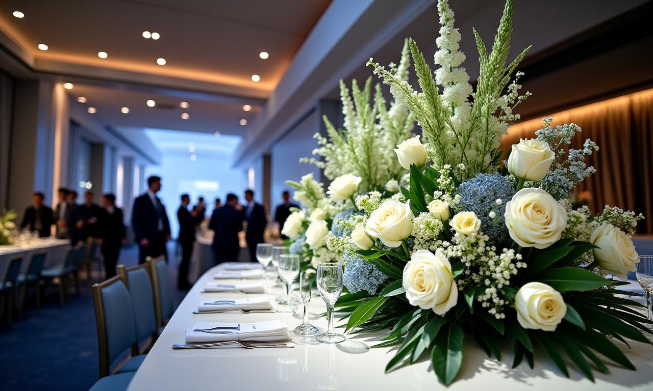 企業のレセプションパーティー会場の装花